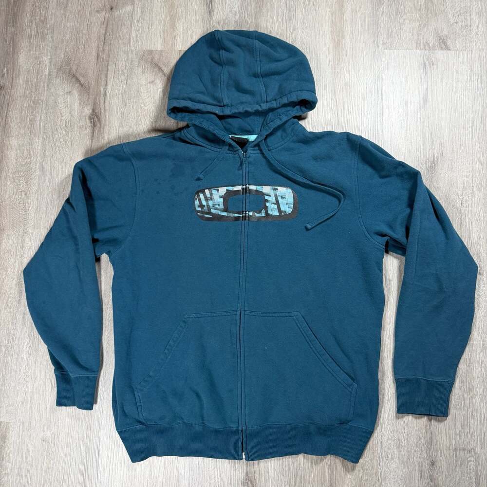 Oakley Mens Vintage Y2K Full-Zip Hoodie Geometric Logo Large Skater